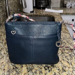 Sold EUC Authentic Brighton Navy Shoulder Blue Pebbled Leather Handbag